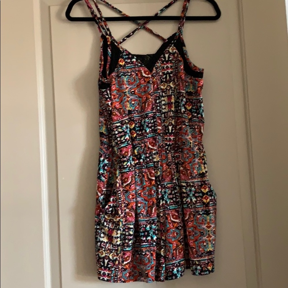Bold print romper with pockets